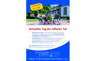 24. Mai: Virtueller Tag der Offenen Tür im Zinzendorfinternat 24. Mai: Virtueller Tag der Offenen Tür im Zinzendorfinternat