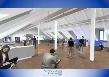 Große Lernlandschaft unter aufgestocktem Dach Große Lernlandschaft unter aufgestocktem Dach