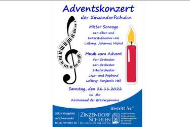 Zinzendorfschulen laden zum Adventskonzert Zinzendorfschulen laden zum Adventskonzert
