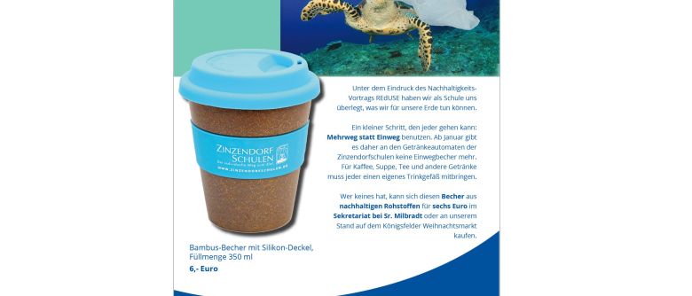 Bambusbecher mit Schullogo