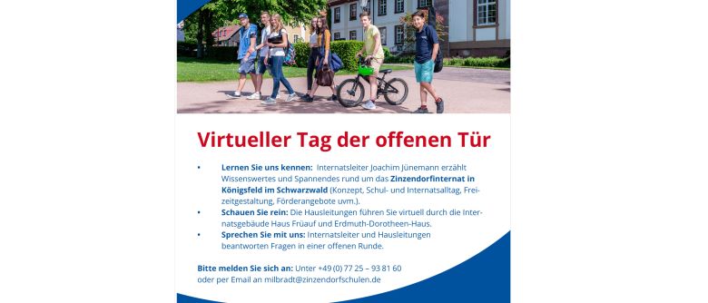 Virtueller Tag der Offenen Tür im Zinzendorfinternat