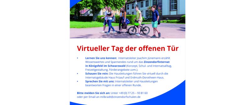 24. Mai: Virtueller Tag der Offenen Tür im Zinzendorfinternat