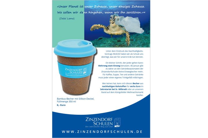 Bambusbecher mit Schullogo