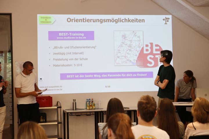 Die Studienbotschafter stellen Berufe vor.