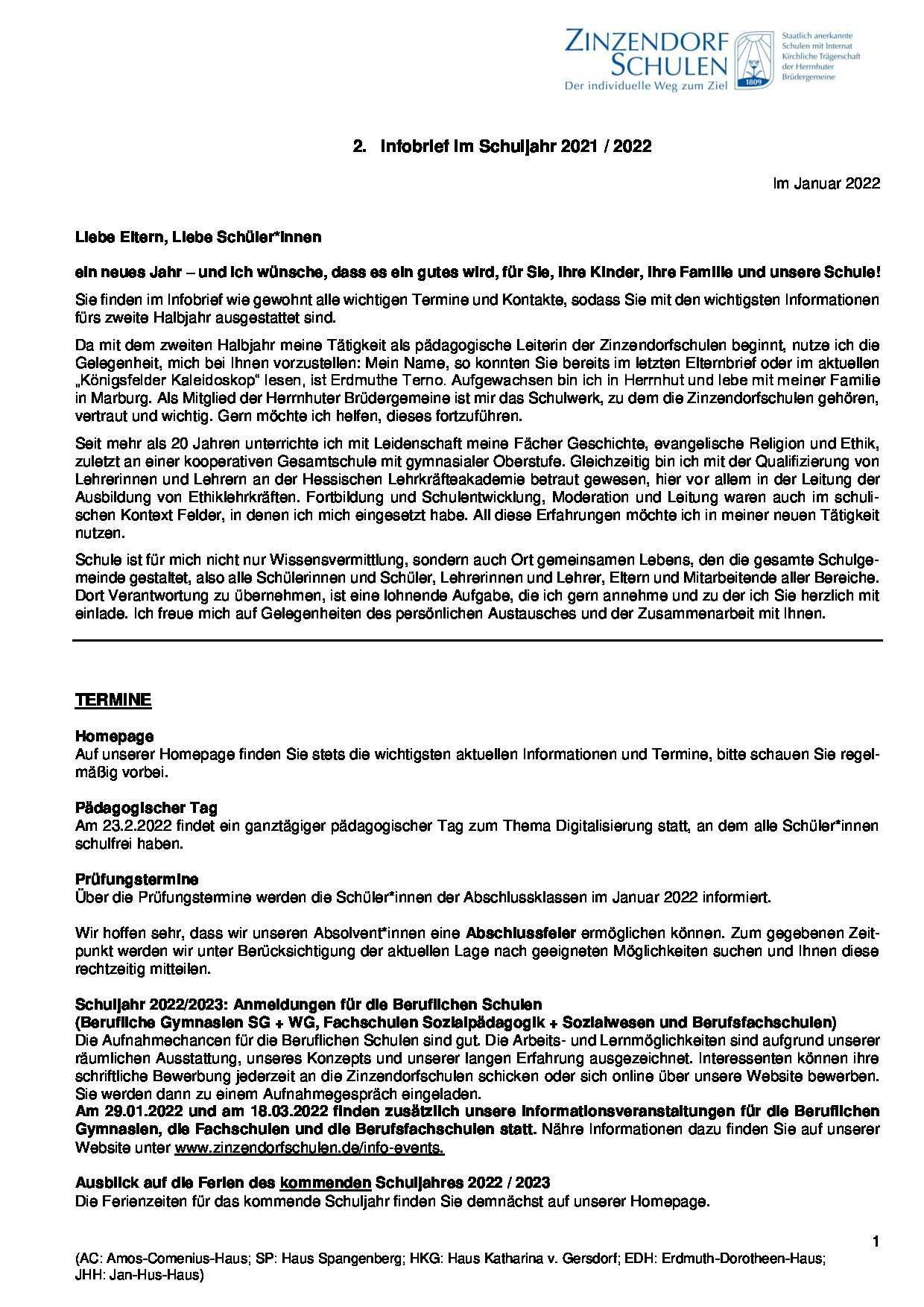 Elternbrief zum 2. Halbjahr 2021-22 - Fachschulen für Sozialwesen/Sozialpädagogik